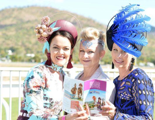 Julie Munro and two women in costume celebrating Ladies Day