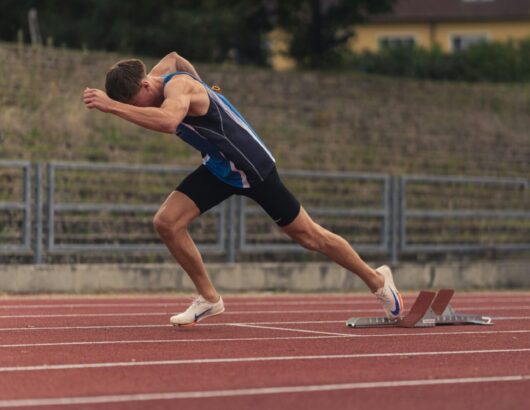 The image of the athlete at the start line