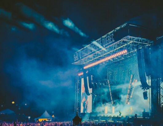 The image of the stage at open air music festival