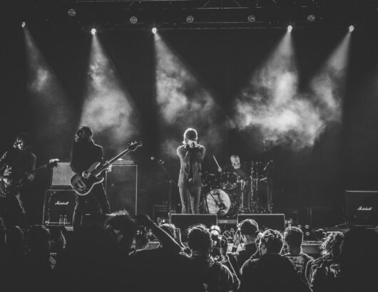 The image of the rock concert performance